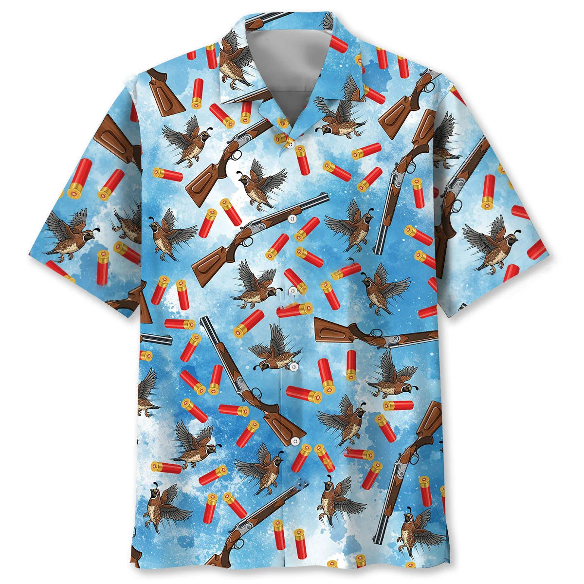 Quail Hunting Blue Hawaiian Shirt, custom shirt gift for men