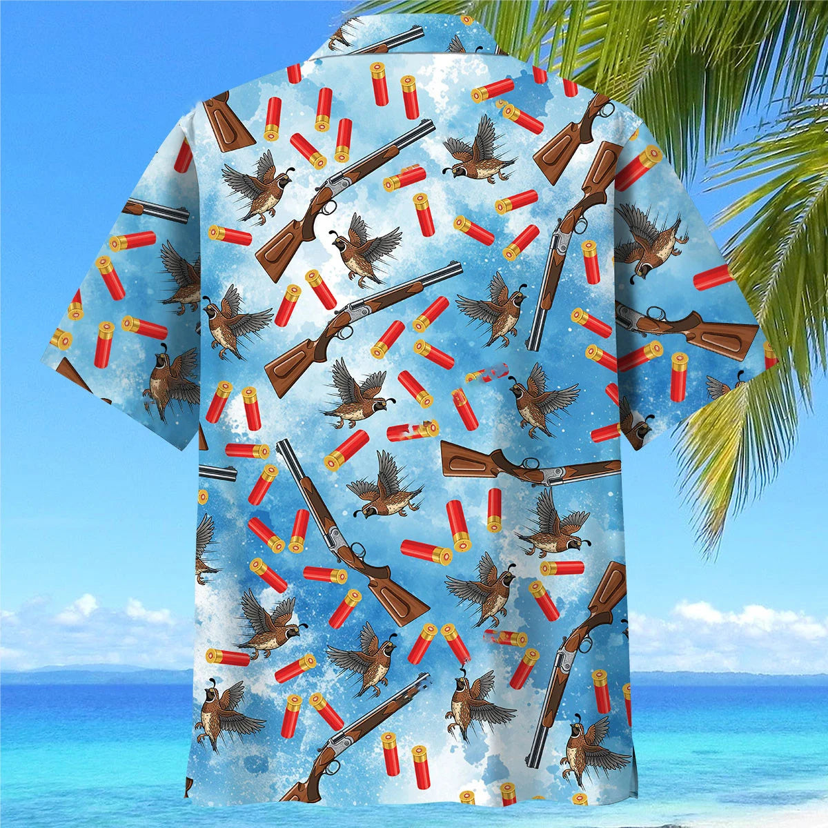 Quail Hunting Blue Hawaiian Shirt, custom shirt gift for men (view 4)