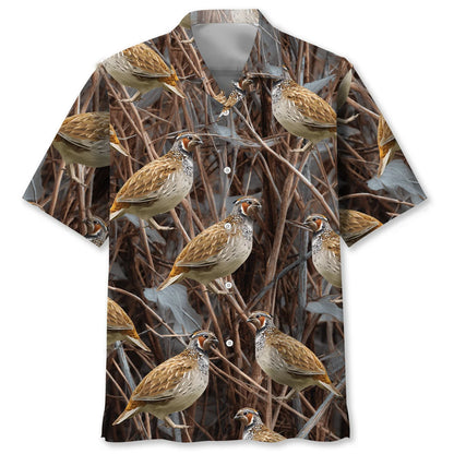 Quail Hunting Camouflage Hawaiian Shirt, custom shirt gift for men