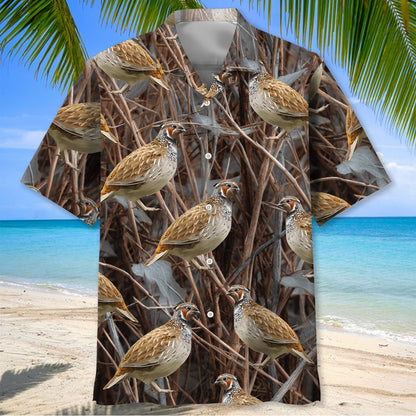 Quail Hunting Camouflage Hawaiian Shirt, custom shirt gift for men (view 2)