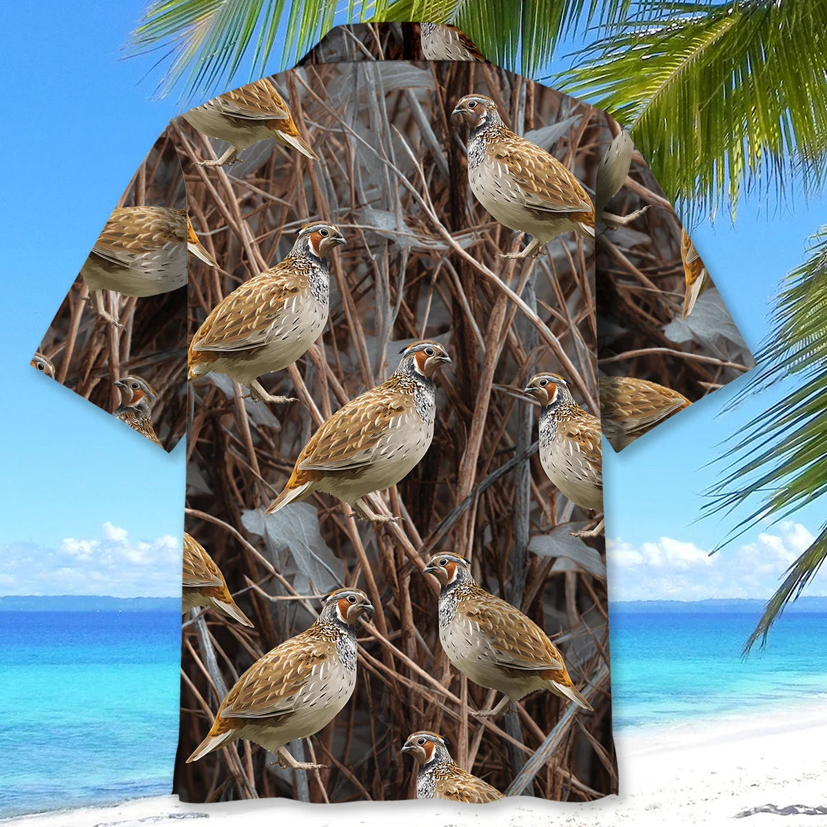 Quail Hunting Camouflage Hawaiian Shirt, custom shirt gift for men (view 3)