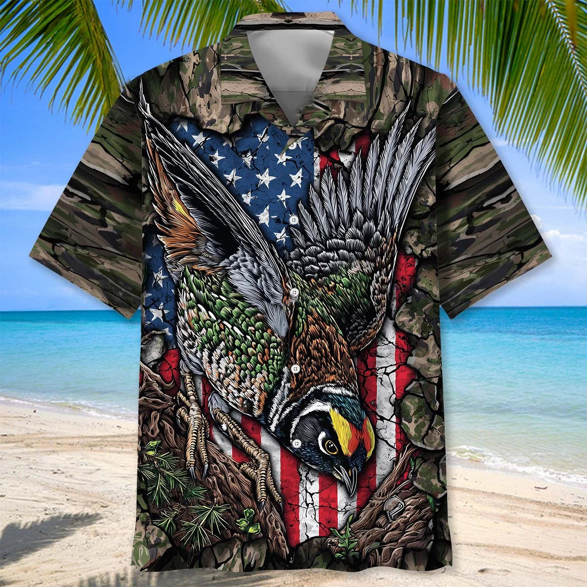 Quail Perched on the Rock Hawaiian Shirt, custom shirt gift for men (view 2)