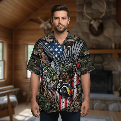 Quail Perched on the Rock Hawaiian Shirt, custom shirt gift for men (view 3)