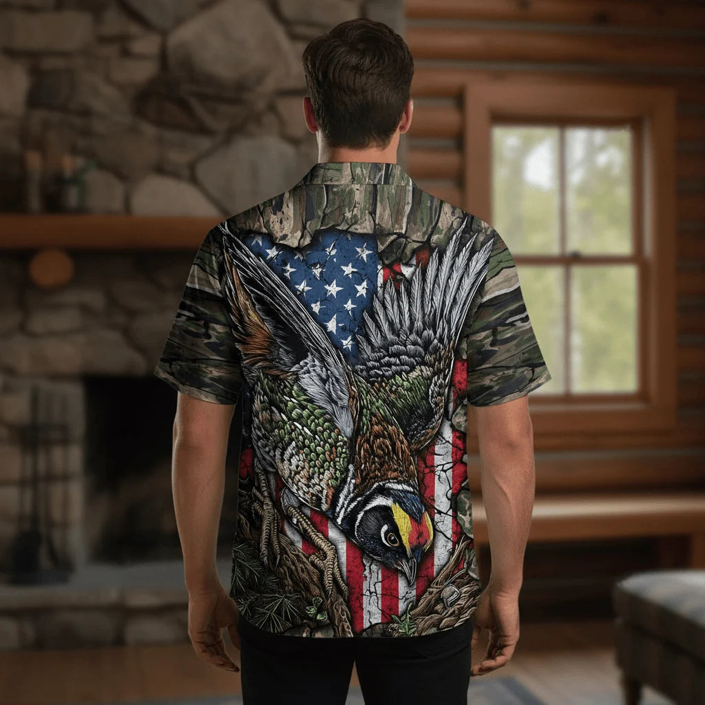 Quail Perched on the Rock Hawaiian Shirt, custom shirt gift for men (view 5)
