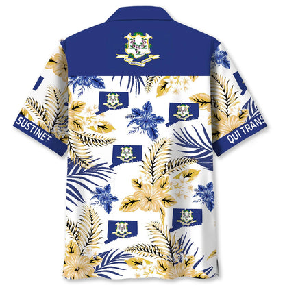 Qui Transtulit Sustinet Connecticut State Proud Hawaiian Shirt, custom shirt gift for men (view 2)