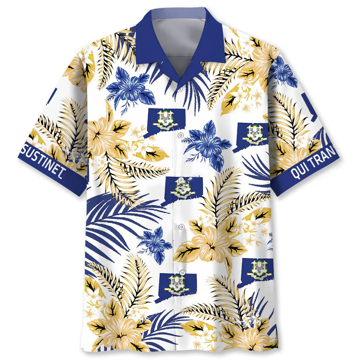 Qui Transtulit Sustinet Connecticut State Proud Hawaiian Shirt, custom shirt gift for men (view 4)