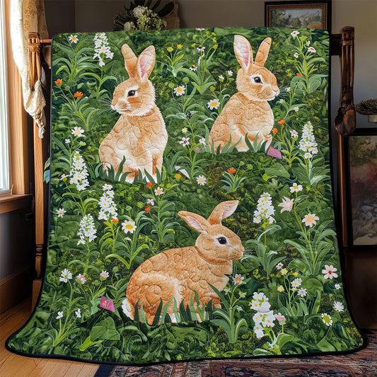 Rabbit Garden Flower Quilt Blanket