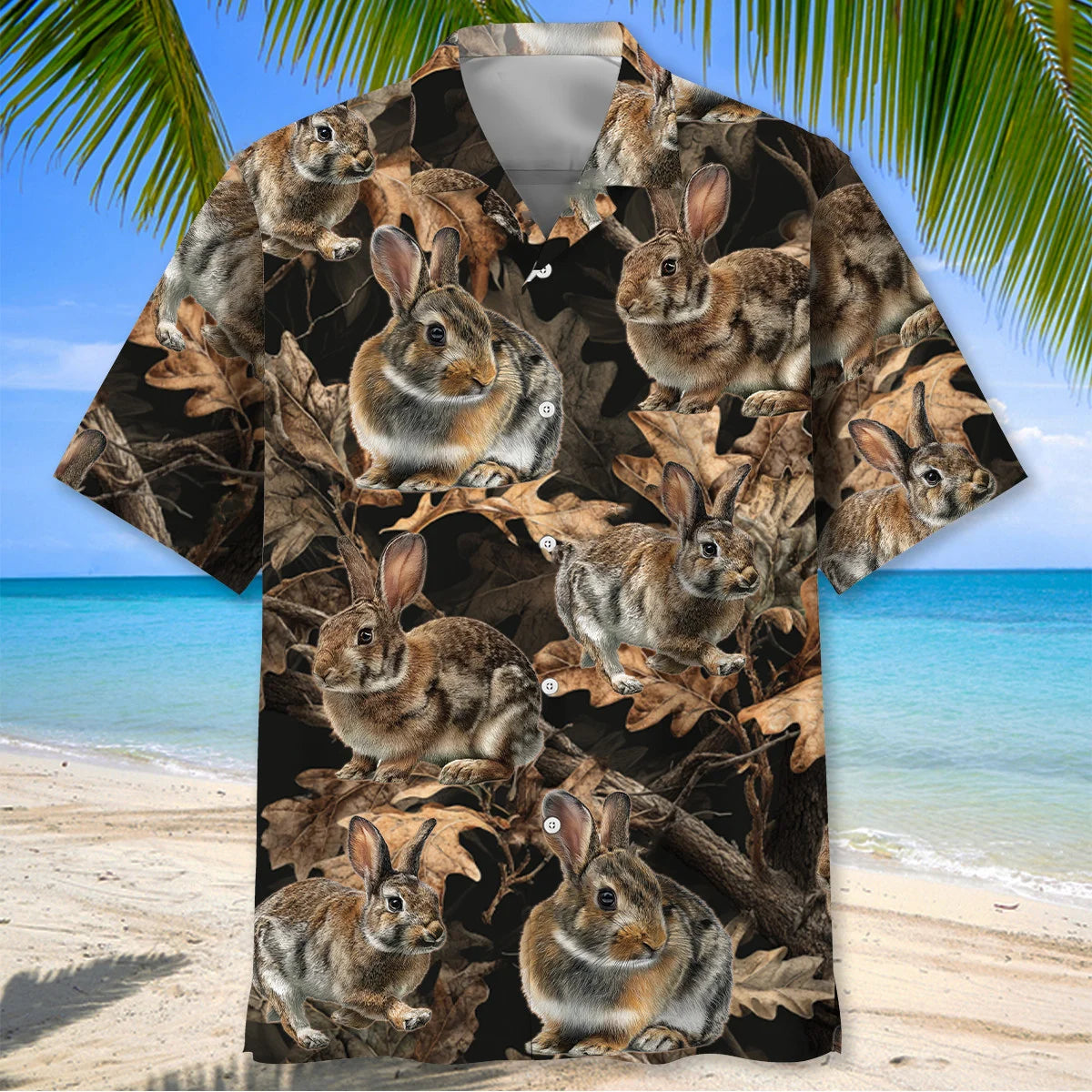 Rabbit Hunting Camouflage Hawaiian Shirt, custom shirt gift for men (view 2)