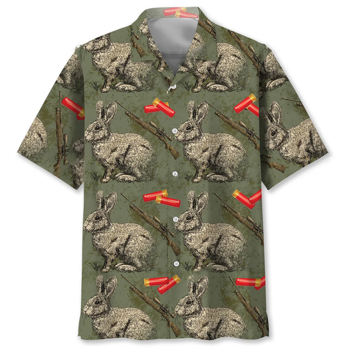 Rabbit Hunting Forest Hawaiian Shirt, custom shirt gift for men