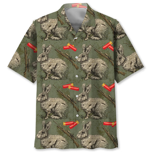 Rabbit Hunting Forest Hawaiian Shirt, custom shirt gift for men