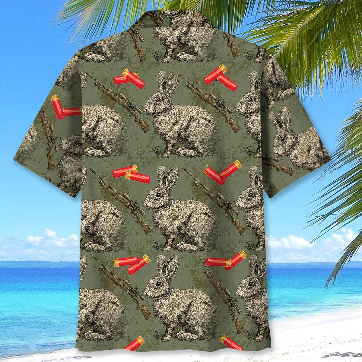 Rabbit Hunting Forest Hawaiian Shirt, custom shirt gift for men (view 3)