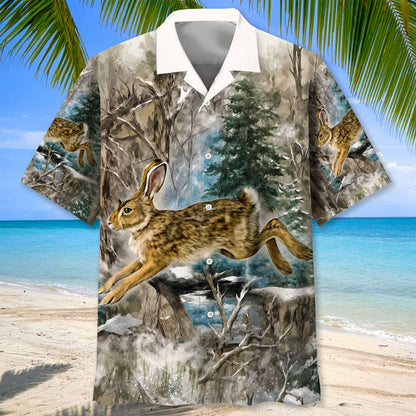 Rabbit Jumps Hunting AOP Shirt, custom shirt gift for men (view 2)