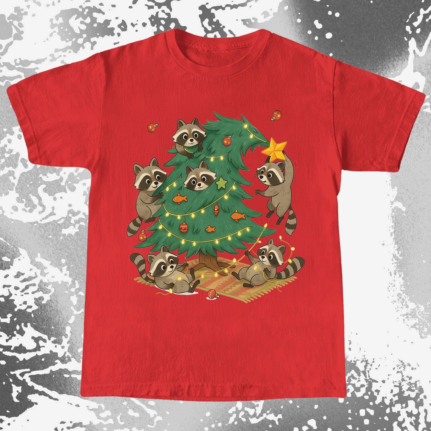 Raccoon Christmas Tree Chaos Holiday, funny meme tee gift (view 5)