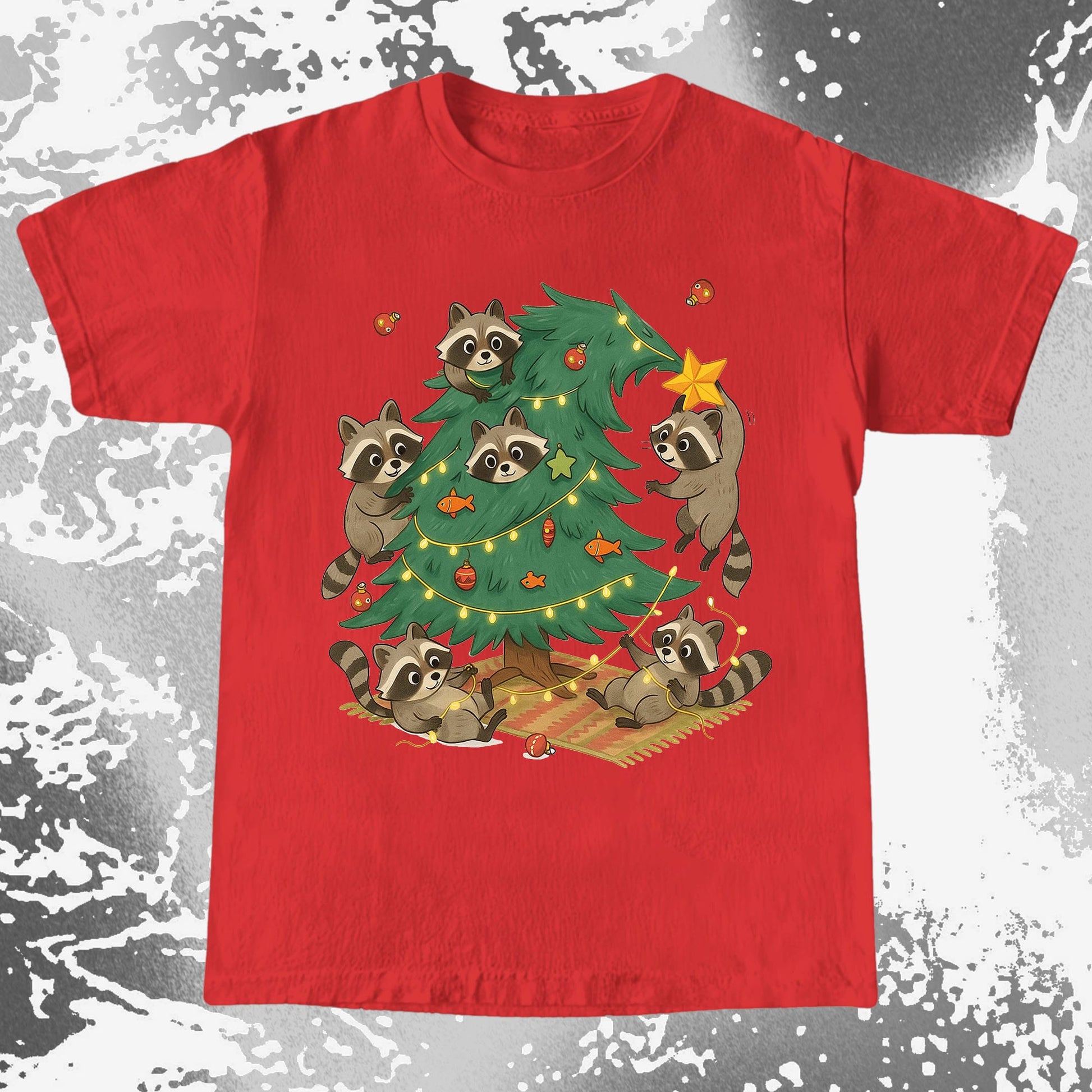 Raccoon Christmas Tree Chaos Holiday, funny meme tee gift (view 5)