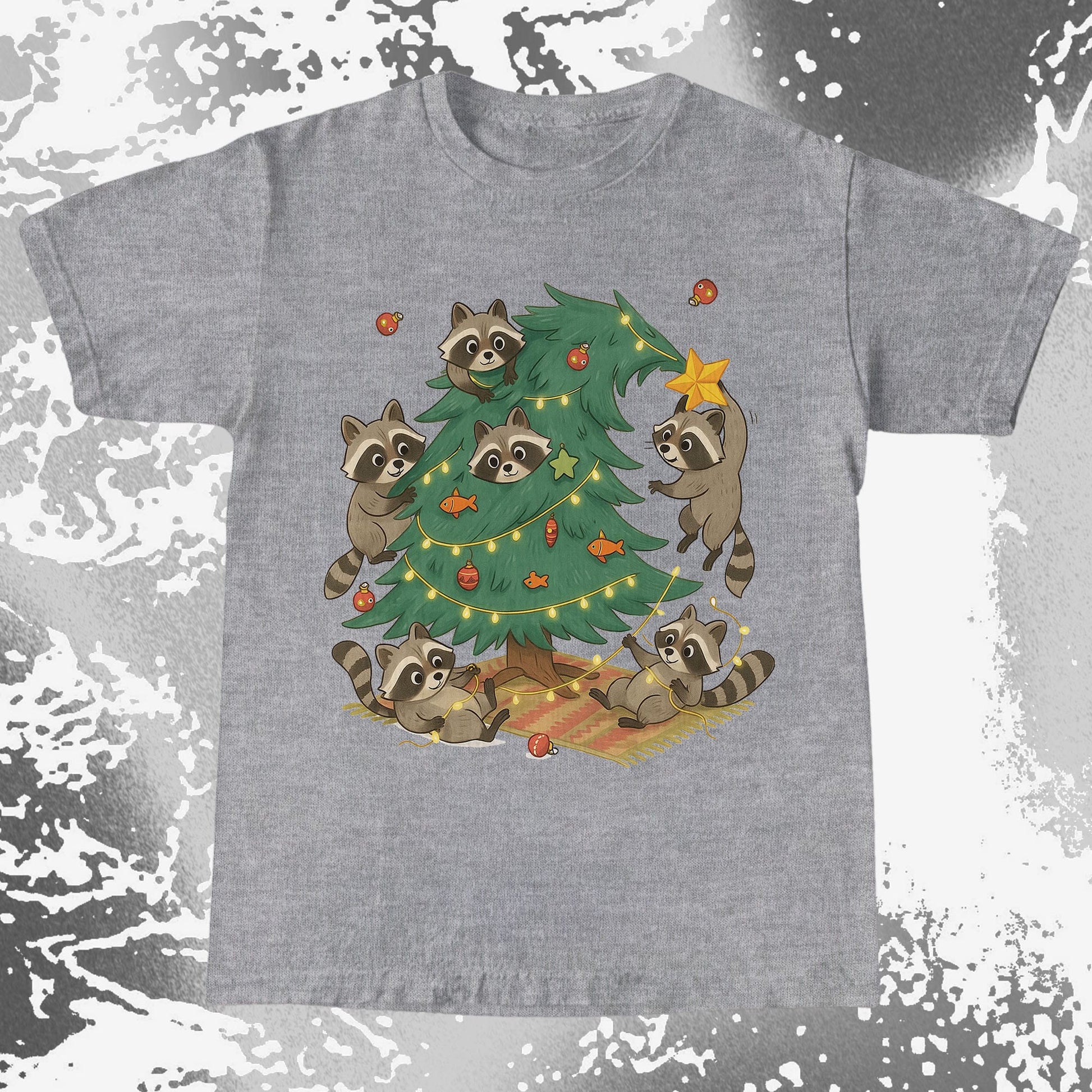 Raccoon Christmas Tree Chaos Holiday, funny meme tee gift (view 3)