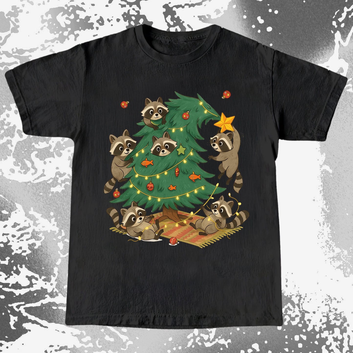 Raccoon Christmas Tree Chaos Holiday, funny meme tee gift (view 2)