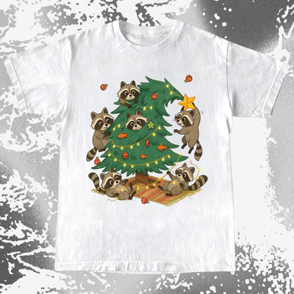 Raccoon Christmas Tree Chaos Holiday, funny meme tee gift