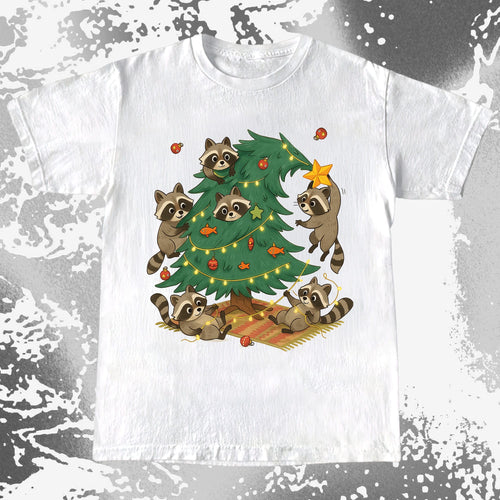 Raccoon Christmas Tree Chaos Holiday, funny meme tee gift