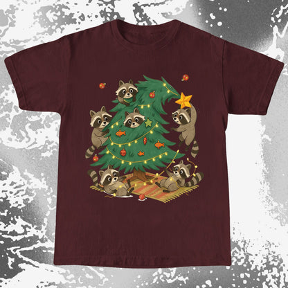 Raccoon Christmas Tree Chaos Holiday, funny meme tee gift (view 6)