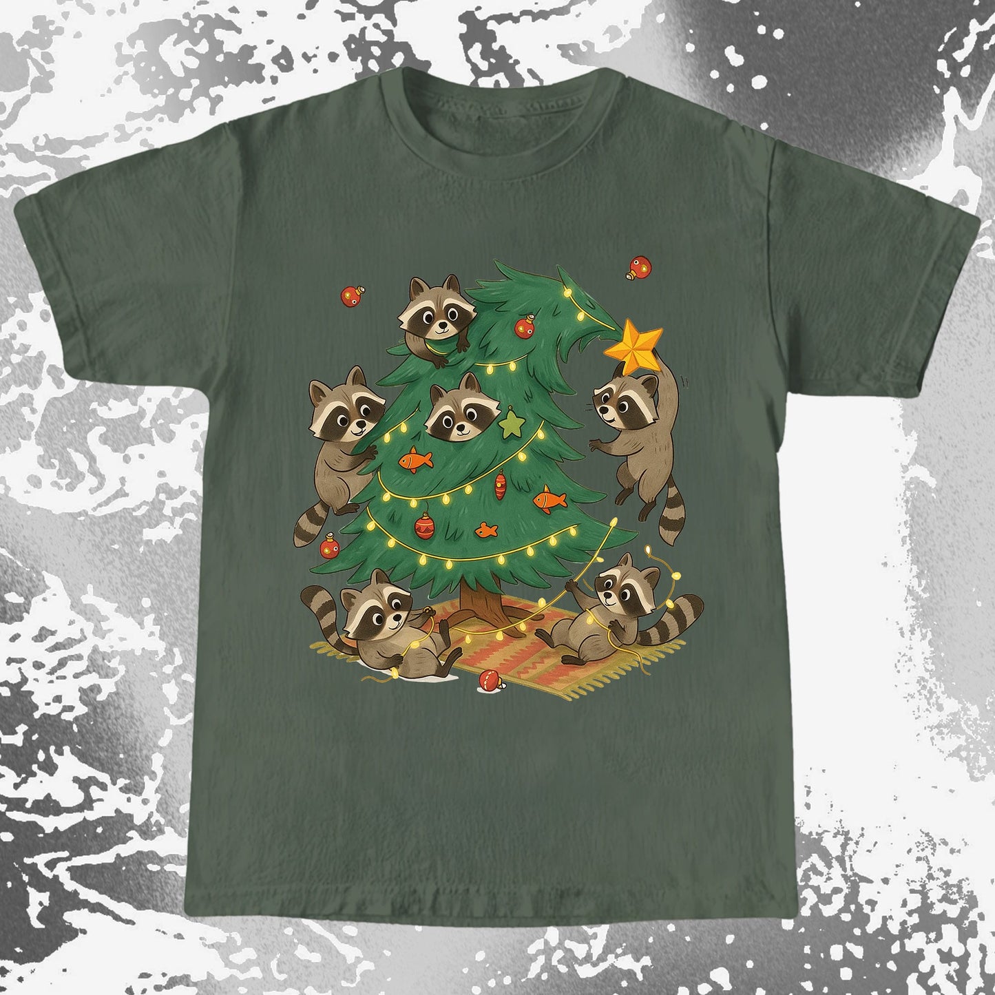 Raccoon Christmas Tree Chaos Holiday, funny meme tee gift (view 4)