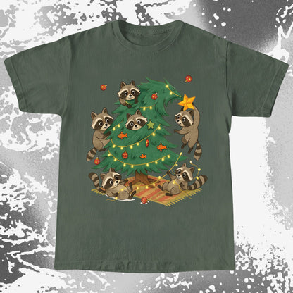 Raccoon Christmas Tree Chaos Holiday, funny meme tee gift (view 4)