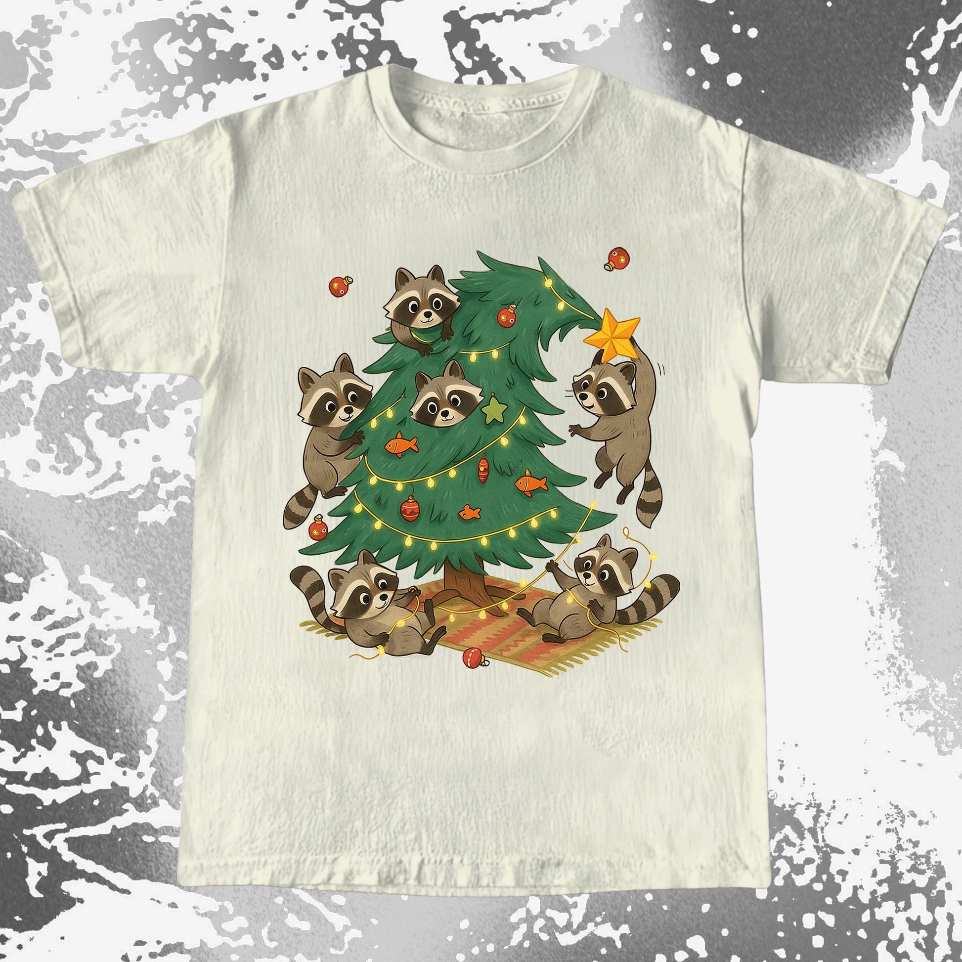 Raccoon Christmas Tree Chaos Holiday, funny meme tee gift (view 8)