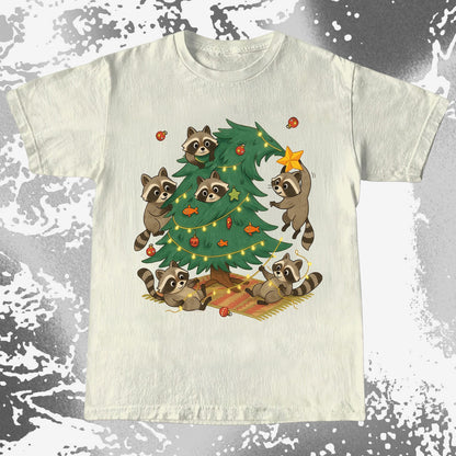 Raccoon Christmas Tree Chaos Holiday, funny meme tee gift (view 8)