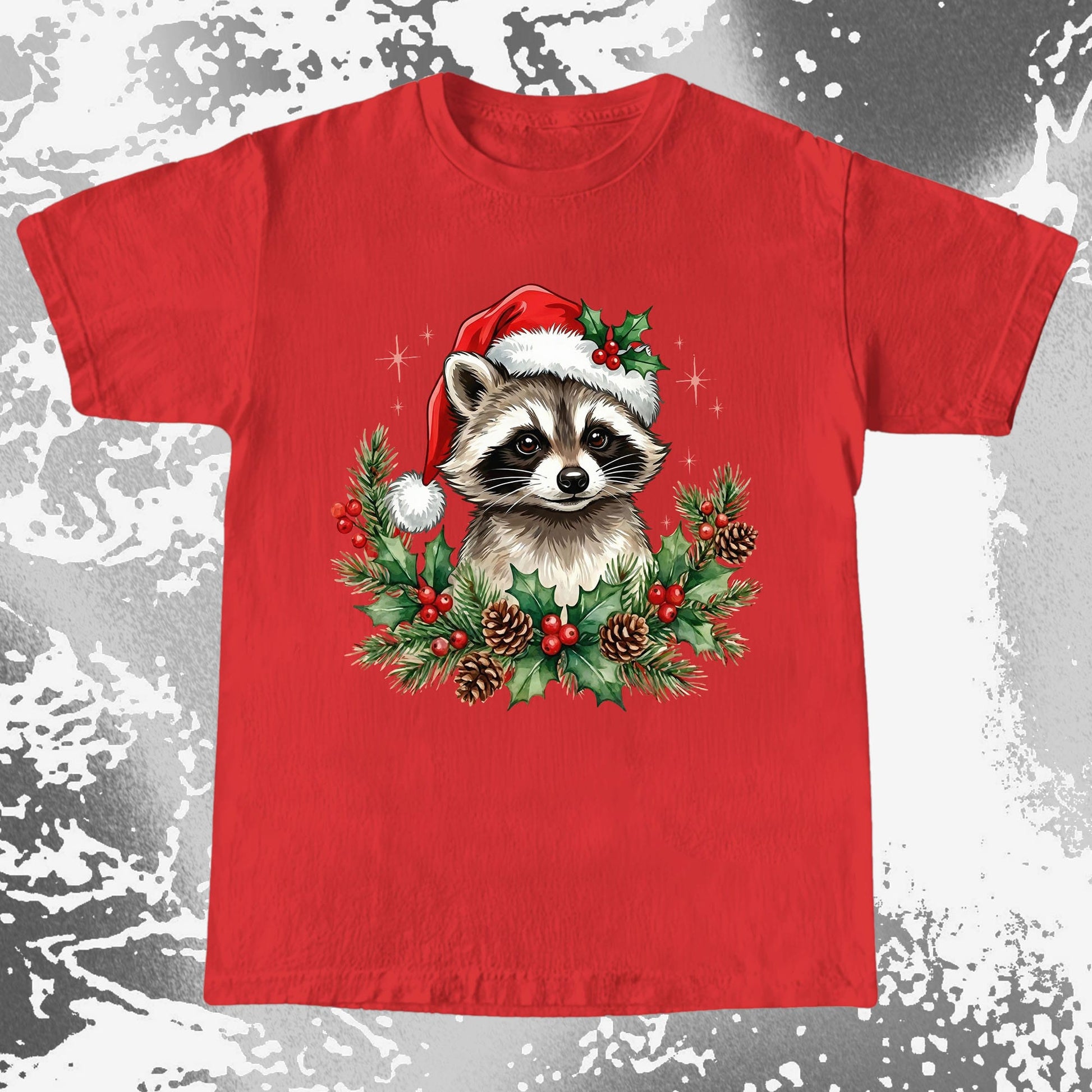 Cute Christmas Raccoon Wreath, funny meme tee gift