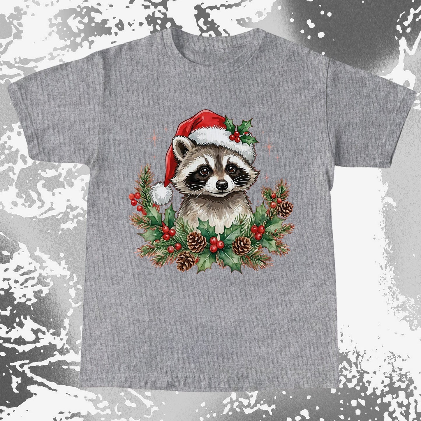 Cute Christmas Raccoon Wreath, funny meme tee gift (view 6)
