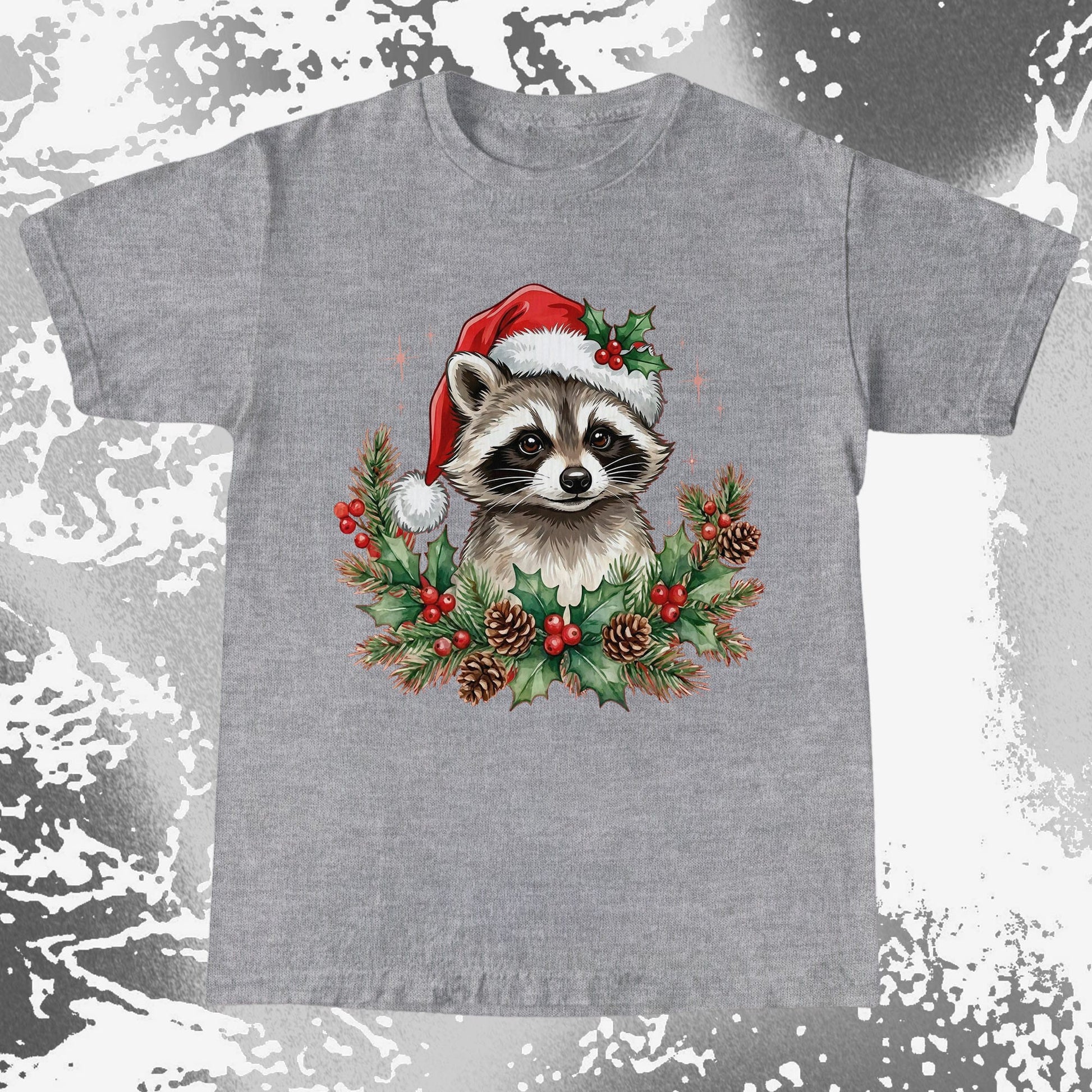 Cute Christmas Raccoon Wreath, funny meme tee gift (view 6)
