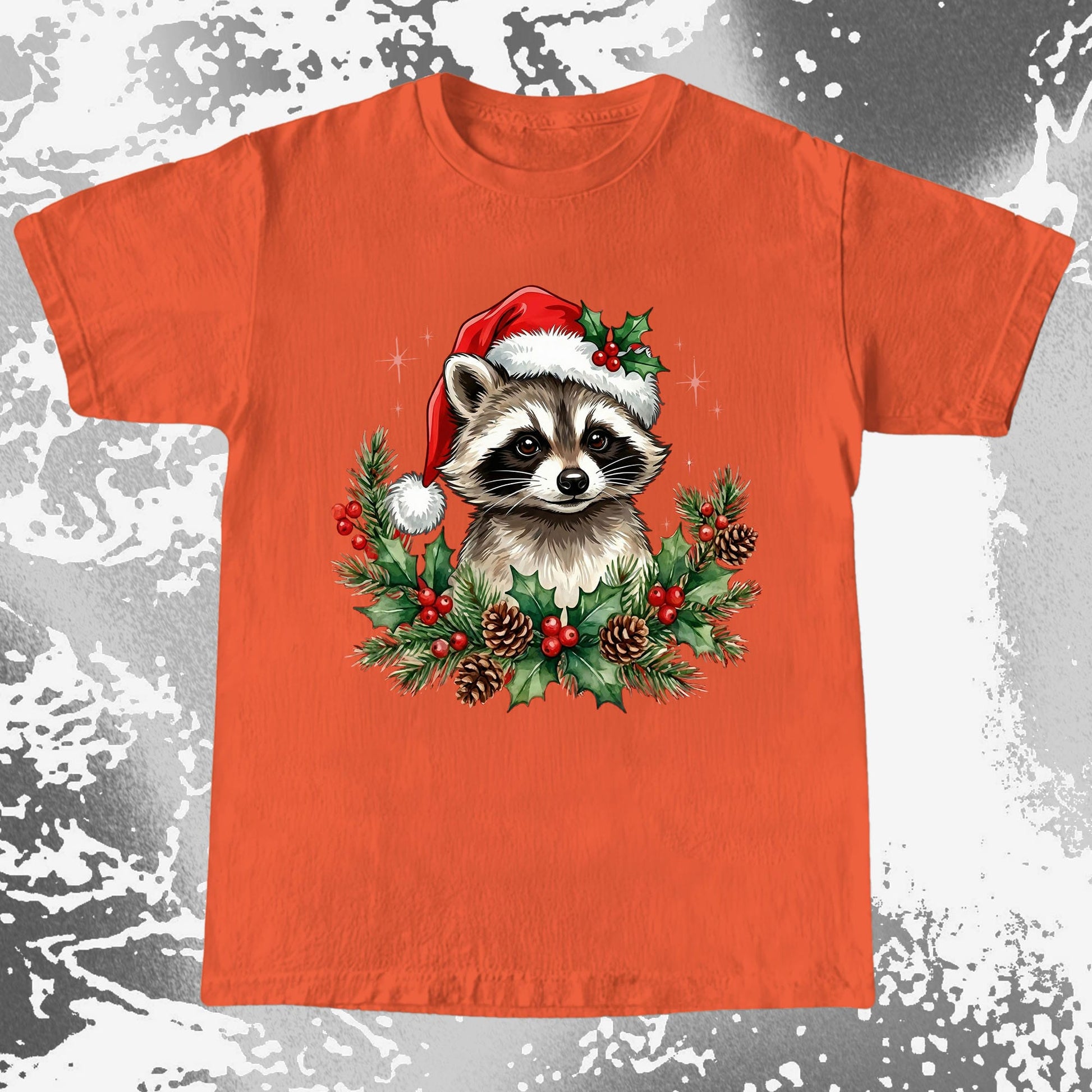 Cute Christmas Raccoon Wreath, funny meme tee gift (view 8)