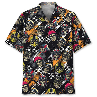 Racing Motorcycle Skull Hawaiian Shirt, custom shirt gift for men (view 3)