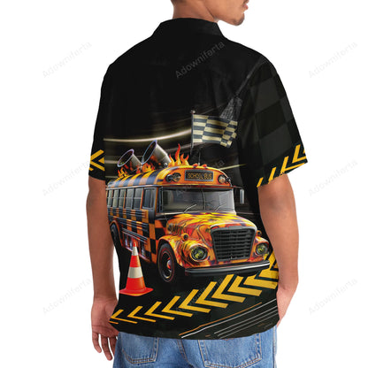 Racing School Bus Hawaiian Shirt, custom shirt gift for men (view 2)