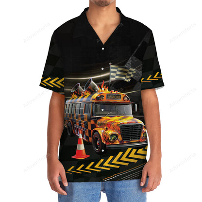 Racing School Bus Hawaiian Shirt, custom shirt gift for men (view 3)