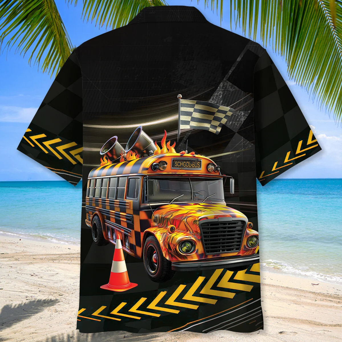 Racing School Bus Hawaiian Shirt, custom shirt gift for men (view 4)