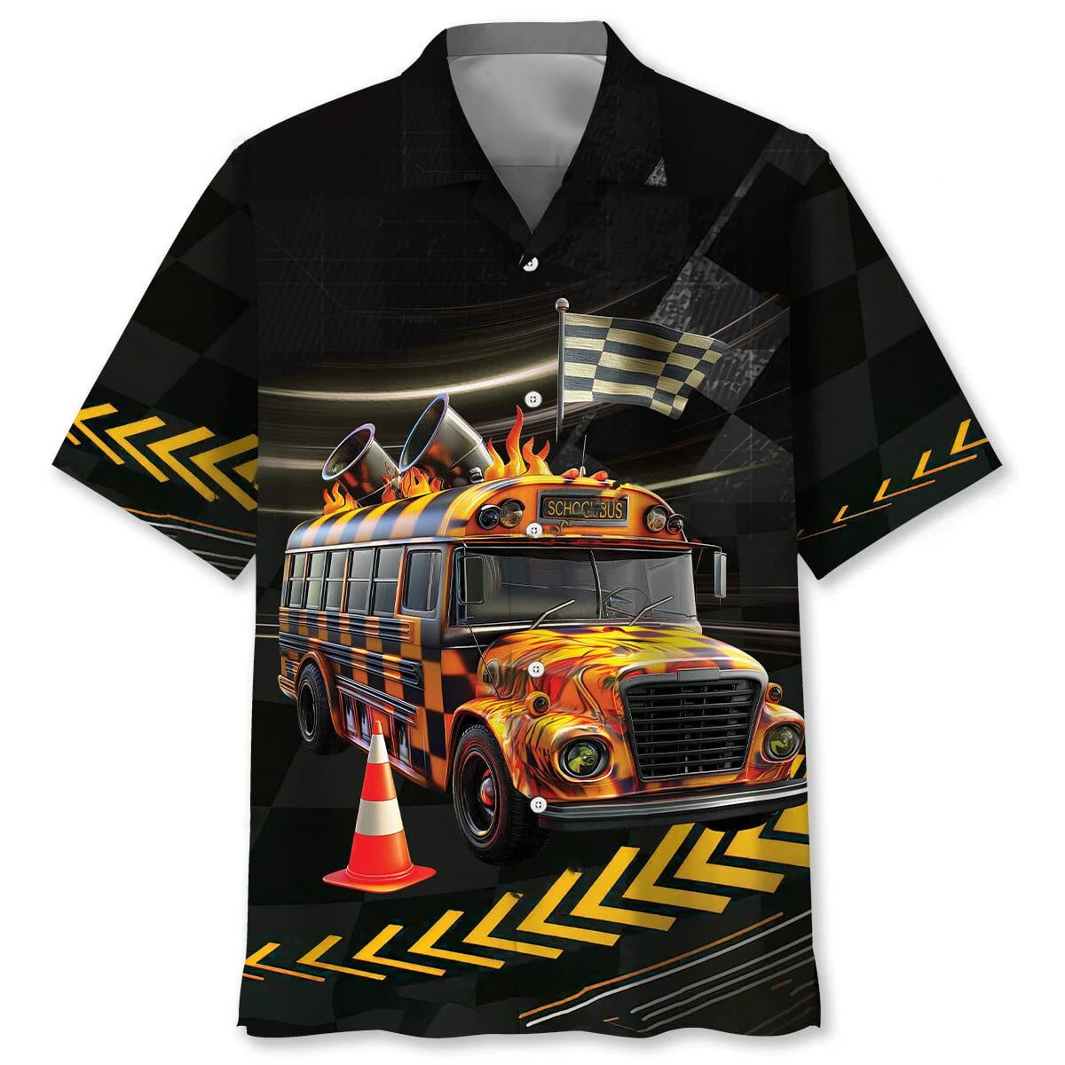 Racing School Bus Hawaiian Shirt, custom shirt gift for men (view 5)