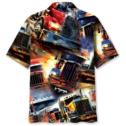 Racing Trucker Art Hawaiian Shirt, custom shirt gift for men (view 2)