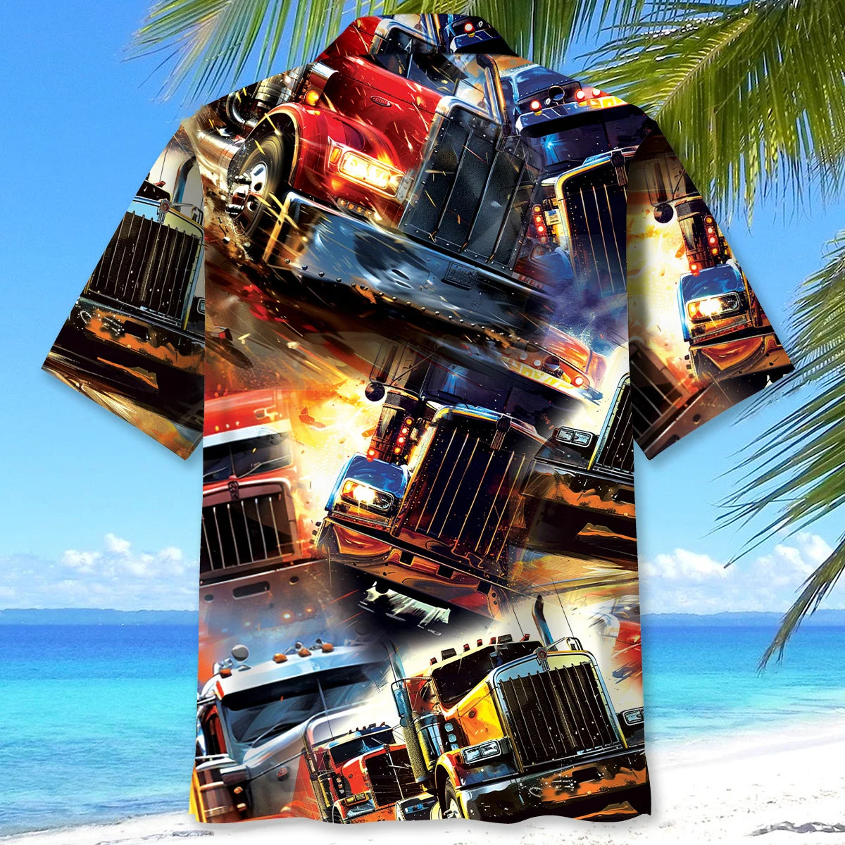 Racing Trucker Art Hawaiian Shirt, custom shirt gift for men (view 3)