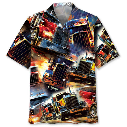 Racing Trucker Art Hawaiian Shirt, custom shirt gift for men (view 4)