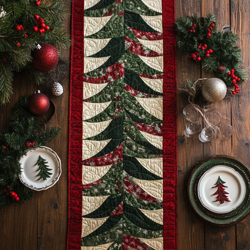 Radiant Evergreen Quilted Table Runner