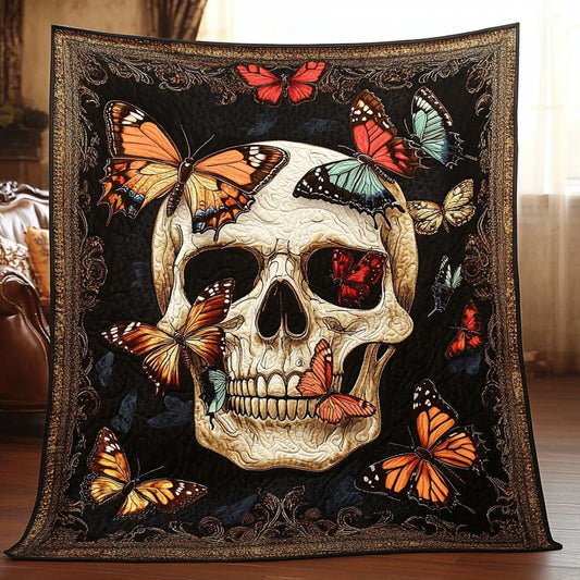 Radiant Skull Butterfly Quilt Blanket
