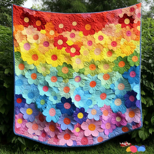 Rainbow Blooming Quilt Blanket