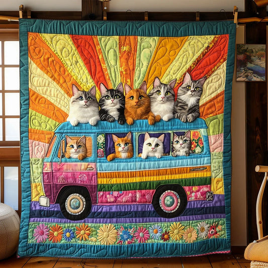 Rainbow Cats Quilt Blanket