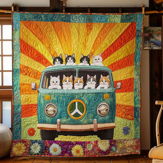 Rainbow Road Cat Quilt Blanket