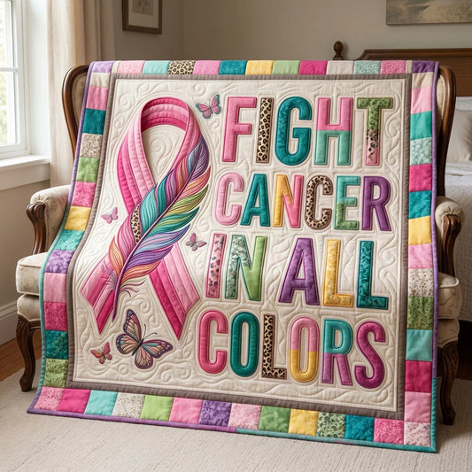 Rainbow Strength Cancer Awareness Quilt Blanket