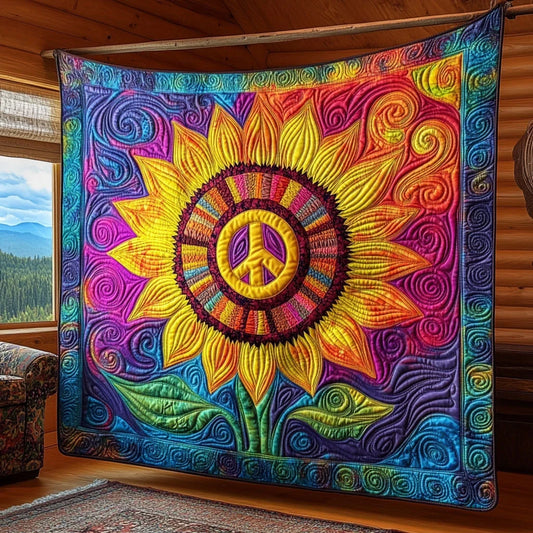 Rainbow Sunflower Quilt Blanket