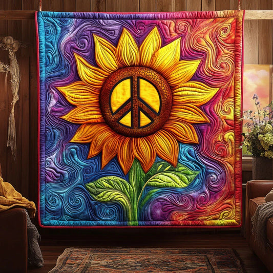 Rainbow Sunflower Quilt Blanket