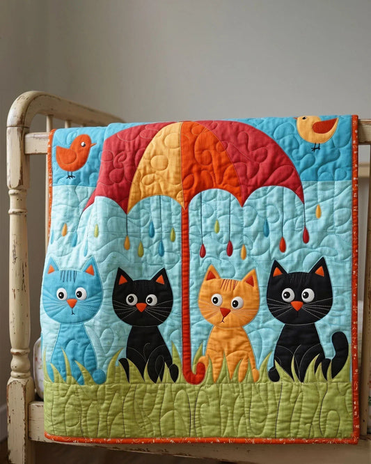 Rainbow Whiskers Quilt Blanket - Quilted Blanket by OtterMia