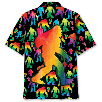 Rainbow Bigfoot Party Hawaiian Shirt, custom shirt gift for men (view 2)