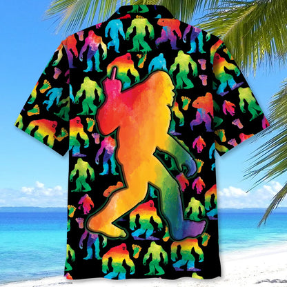 Rainbow Bigfoot Party Hawaiian Shirt, custom shirt gift for men (view 3)